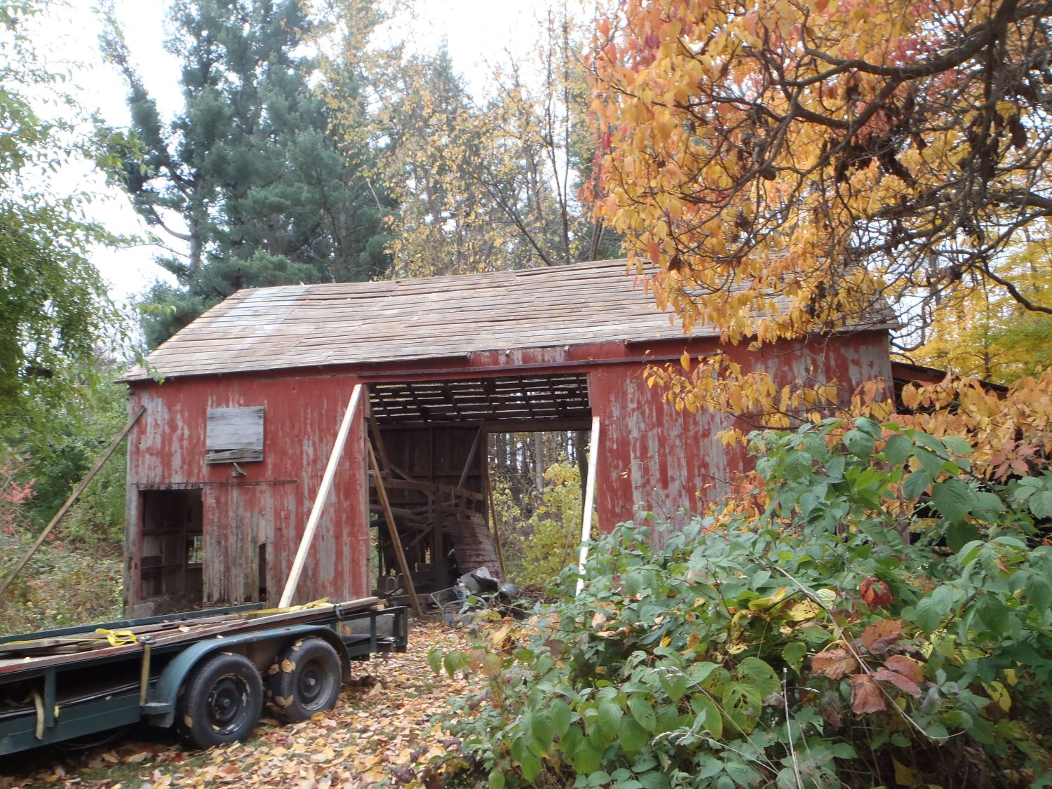 Setting up to begin deconstructing a 125 year old barn