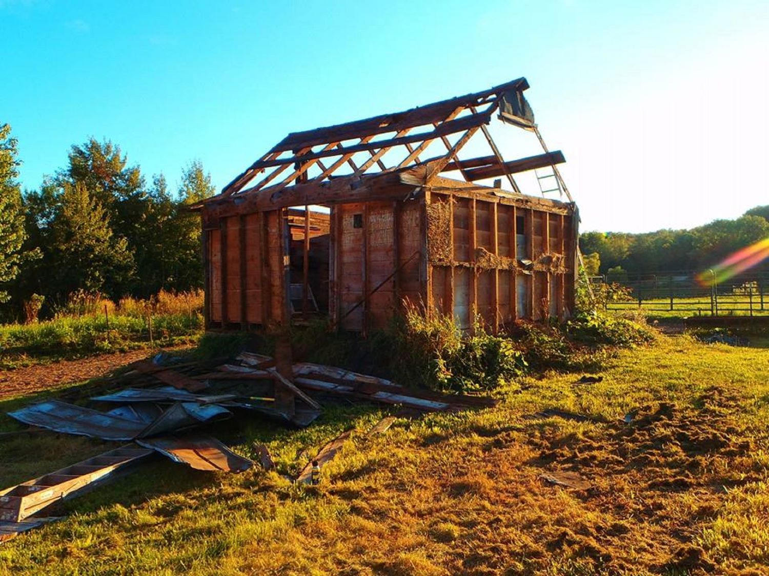 Partially deconstructed 200+ year old shot gun shed