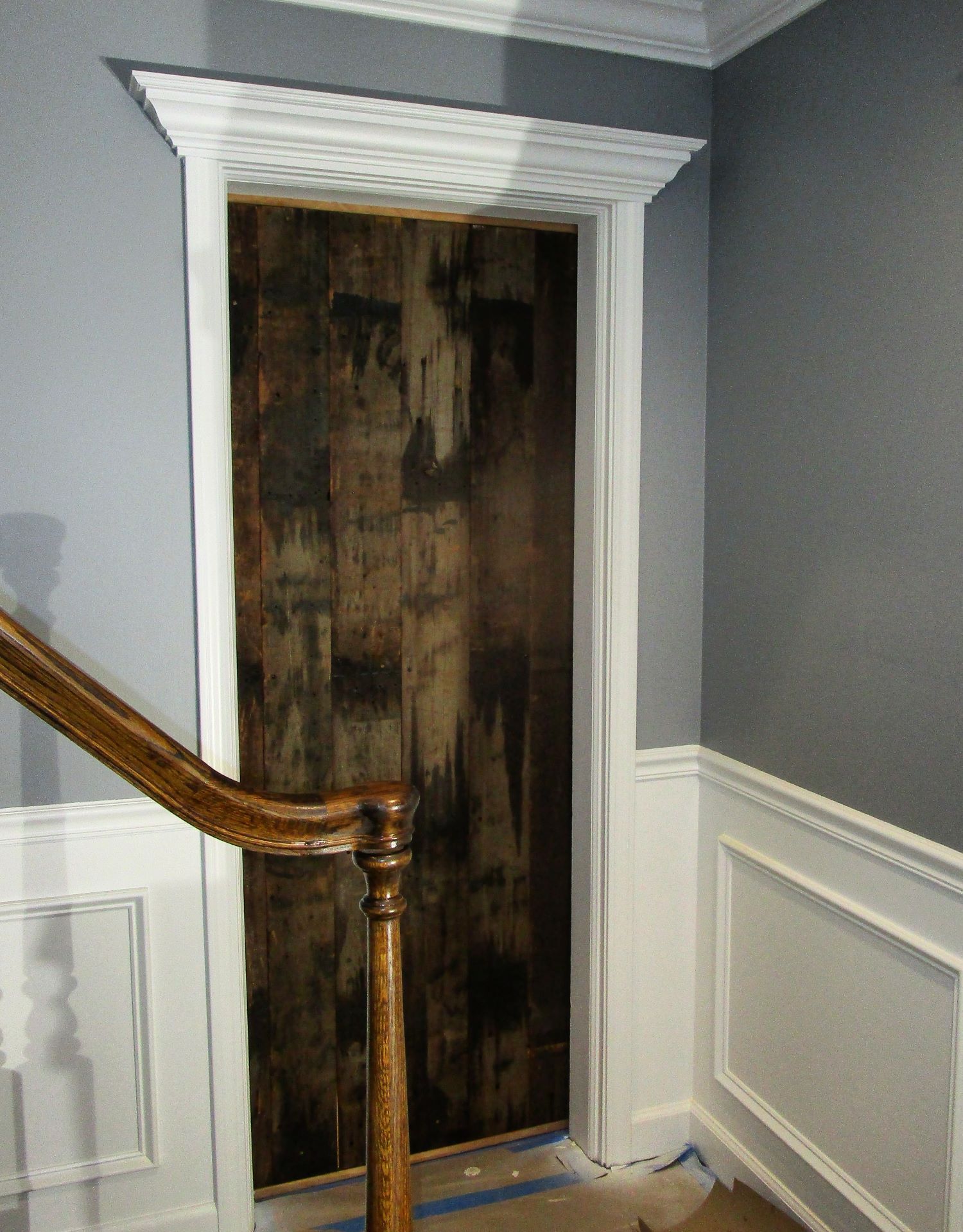 A reclaimed wood sliding door for a customer's home office