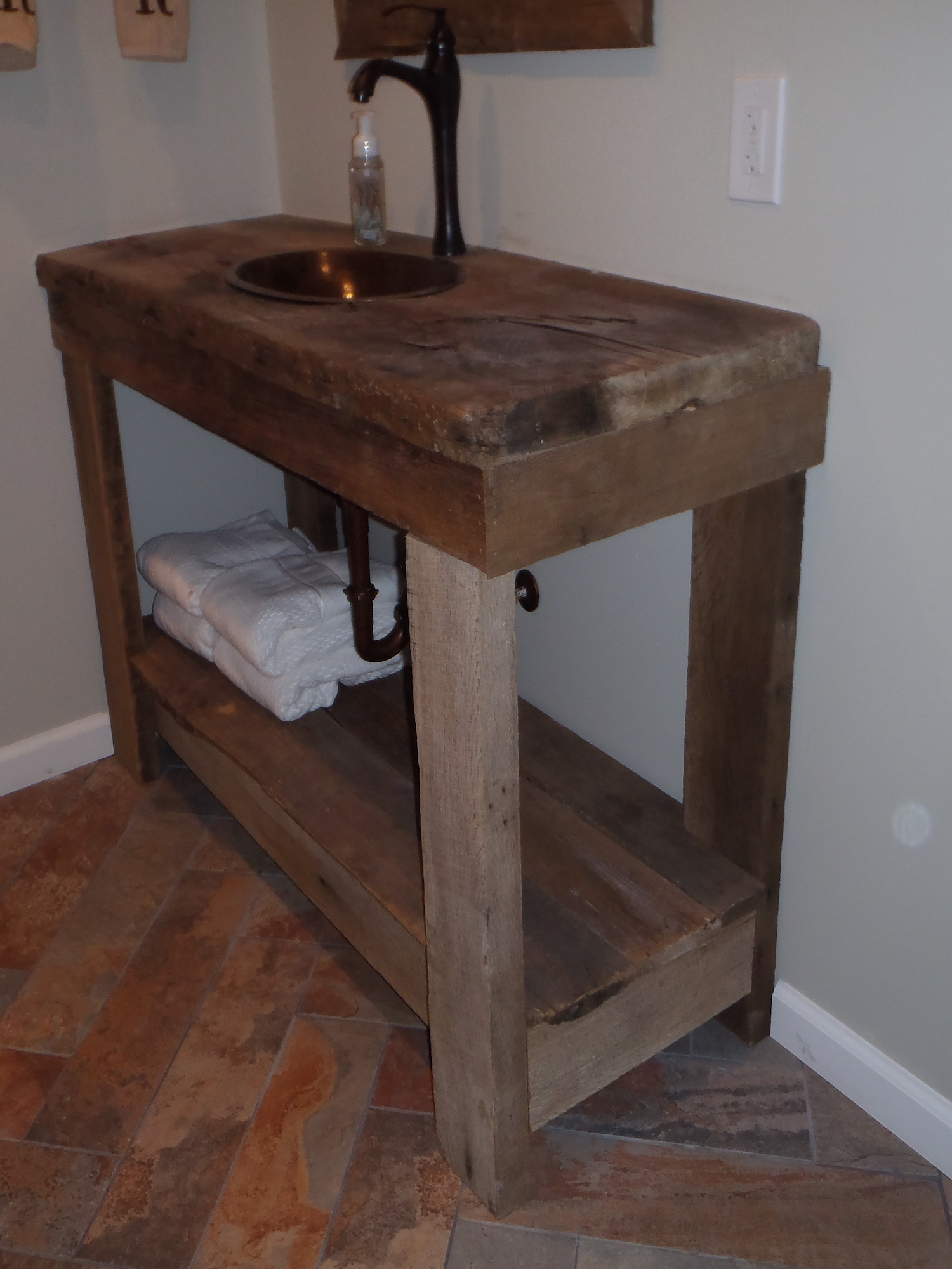 A handcrafted washbin designed and created by a customer