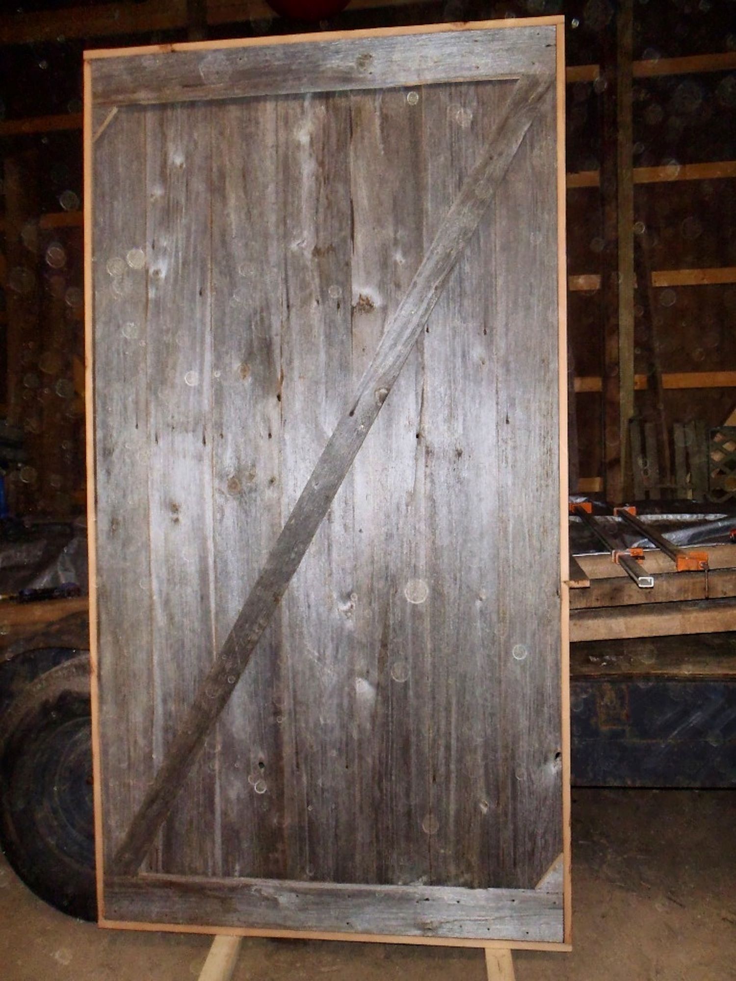 Silver pine reclaimed wood sliding door