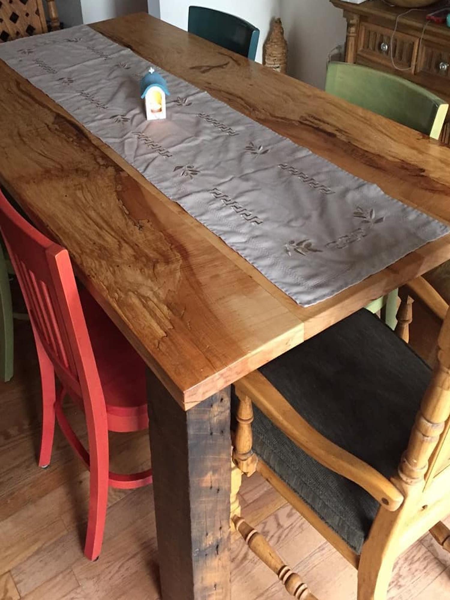 A barnwood table designed and made by a customer