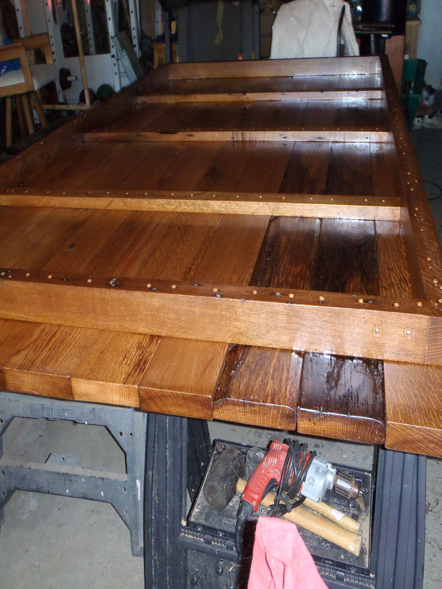 During the creation process of a barnwood table