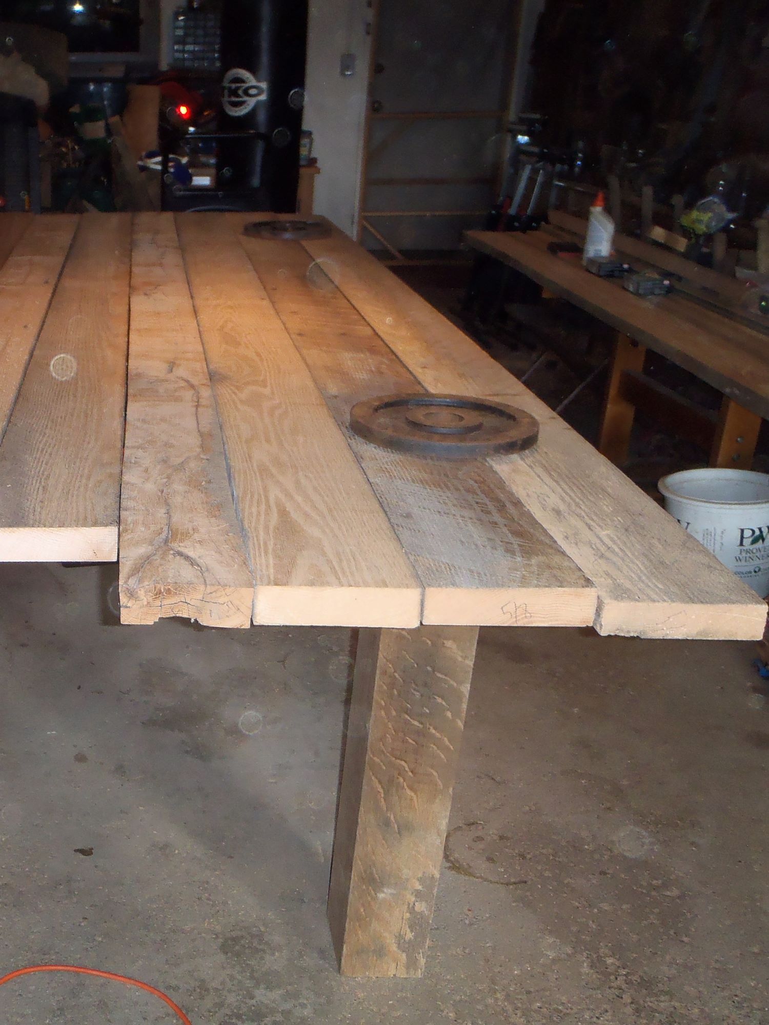 Staining a custom made reclaimed barnwood table