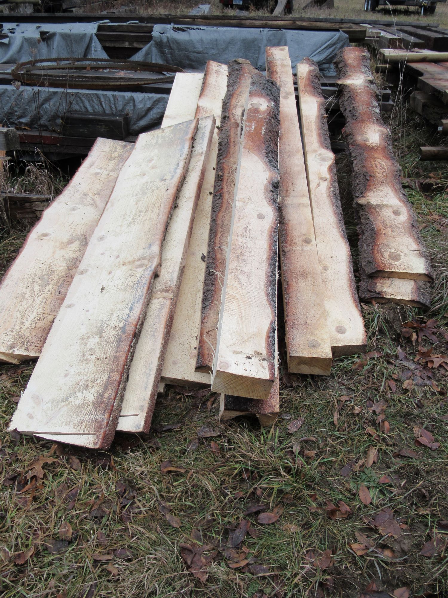 A stack of freshly milled white pine