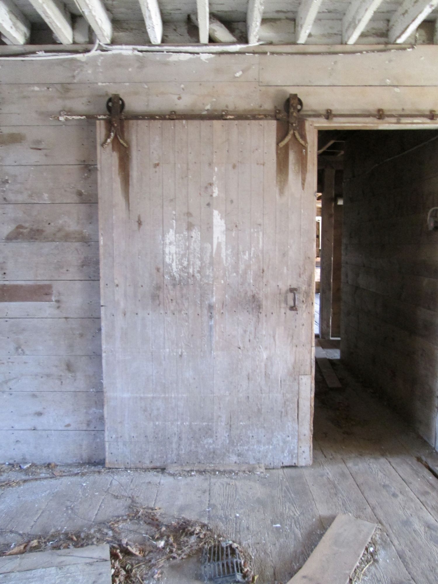 A sliding door from a dairy barn