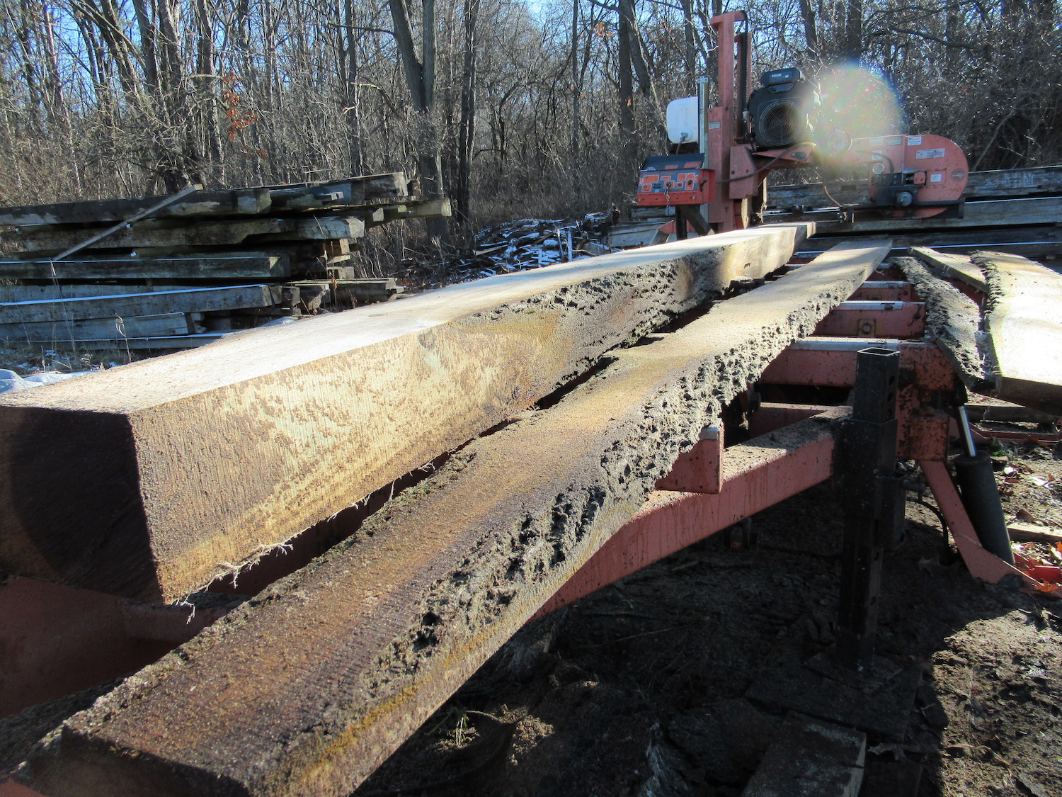 Resawn sleeper on our sawmill