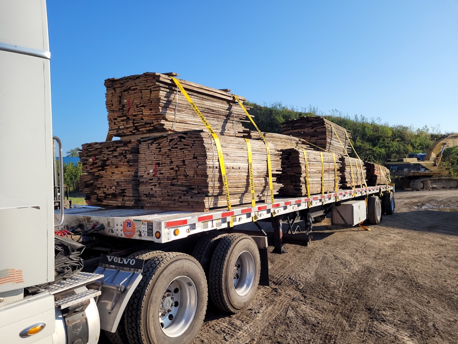 A semi load of reclaimed lumber